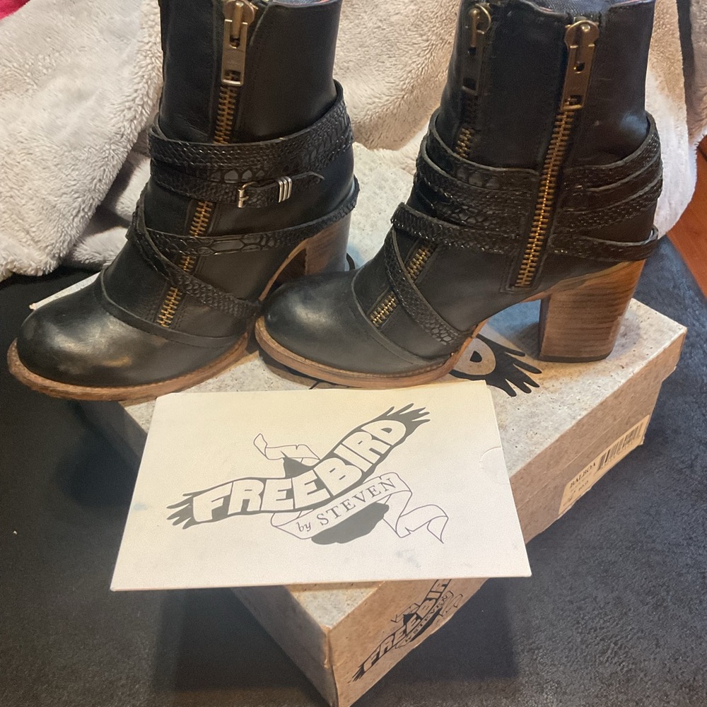 Freebird by Steven Black Leather Ankle Boots